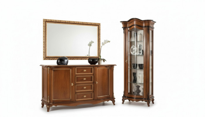 Salle à manger, Vitrine, Armoire, Commode, Miroir, Buffet, Italie Meubles 3 pièces