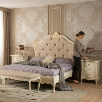 Mobilier de lit Lit double Bois naturel Mobilier de chambre Design de lits Meubles Italie