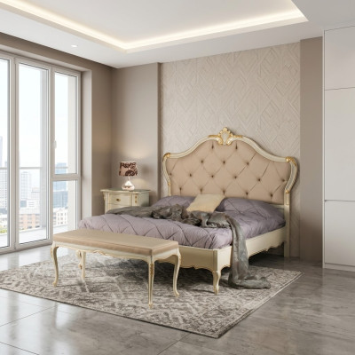 Mobilier de lit Lit double Bois naturel Mobilier de chambre Design de lits Meubles Italie