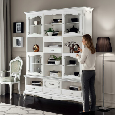 Salle de séjour Vitrine Armoire Livres Étagère Buffet Meubles classiques Étagères Bois