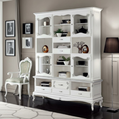 Salle de séjour Vitrine Armoire Livres Étagère Buffet Meubles classiques Étagères Bois