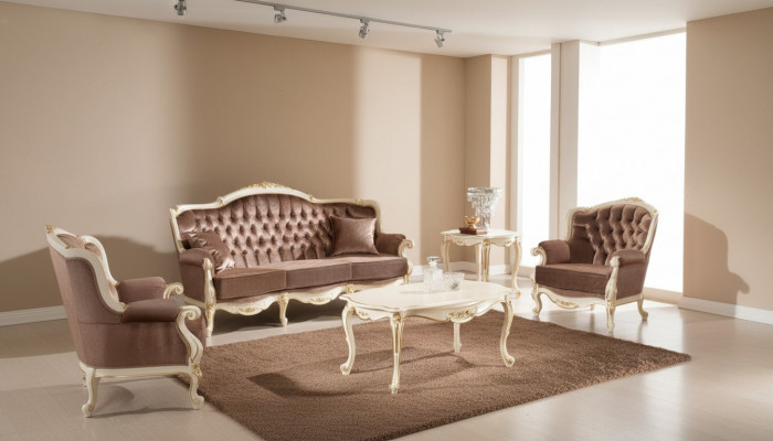 Meubles classiques de salon Canapé Canapé Fauteuil Table basse Table d'appoint 4 pièces