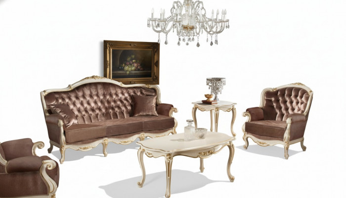 Meubles classiques de salon Canapé Canapé Fauteuil Table basse Table d'appoint 4 pièces