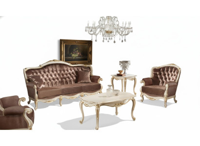 Meubles classiques de salon Canapé Canapé Fauteuil Table basse Table d'appoint 4 pièces