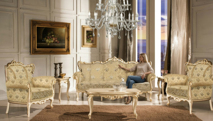 italienisches Sitzensemble Klassik Möbel Sitzpolstersatz Sofa Couch 4-teilig. neu