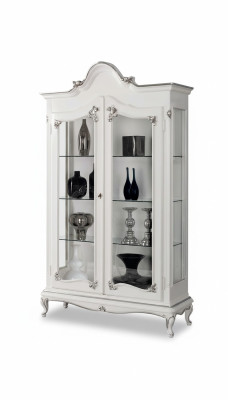 Vitrine blanche Armoire en verre Design Armoire classique en bois de luxe Présente des nouveautés