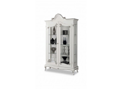 Vitrine blanche Armoire en verre Design Armoire classique en bois de luxe Présente des nouveautés