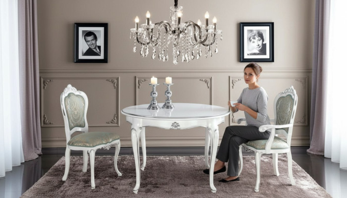 Table Set 2x Stuhl Esszimmerstuhl Stühle Holz Luxus-Esszimmergarnitur Suite 3-teilig neu