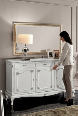 Commode Comode italienne Miroir massif 2 pièces Commode Buffet Armoire Bois