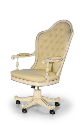 Chaise de bureau Chaise de direction en bois Chesterfield Meubles italiens Blanc pivotant Blanc neuf
