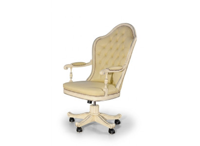 Chaise de bureau Chaise de direction en bois Chesterfield Meubles italiens Blanc pivotant Blanc neuf