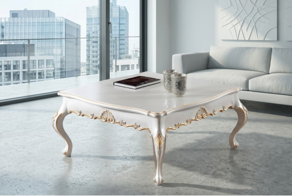Table basse Table d'appoint Salon Bois Tables Côté Style Italien Table Blanche