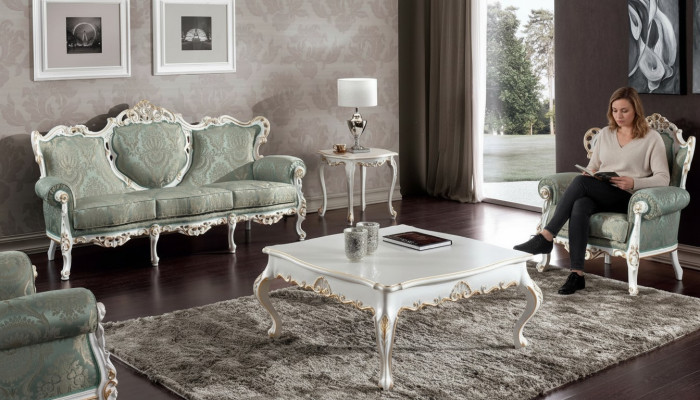 Ensemble de canapés Set Canapé Mobilier Classique Baroque Salon Canapé 5 pièces. Table de canapé