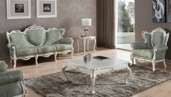 Ensemble de canapés Set Canapé Mobilier Classique Baroque Salon Canapé 5 pièces. Table de canapé