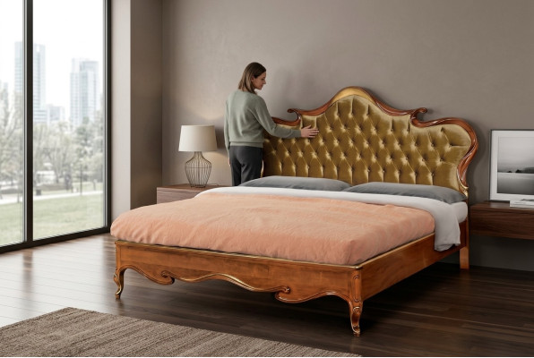 Chesterfield Lit Revêtement Design Luxueux Lits Doubles d'Hôtel en Bois Italien Neufs.