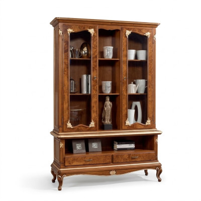 Vitrine Armoire en verre Armoires Vitrées Buffets en Bois Mobilier Italien Marron