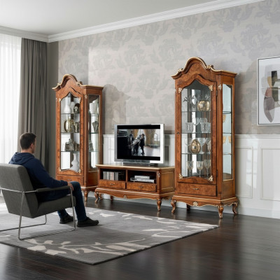 Ensemble mural composé de 3 pièces. Meuble TV pour salon Vitrine Buffet Étagère Nouveaux meubles muraux de luxe.