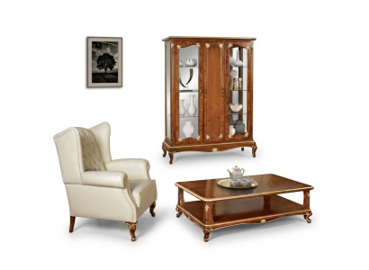 Vitrine classique Ensemble de meubles de salle de séjour Armoire avec Table basse Vitrine Italie