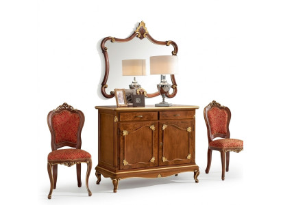 Buffet Commode Miroir Commode Tiroirs Bois Art Déco Design de Luxe Ensemble 2 pièces