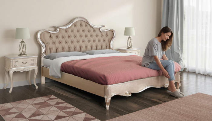 Chesterfield Lit Rembourrage Design Luxe Lits Doubles pour Hôtel Bois Italien Neuf