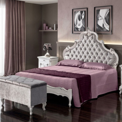 Lit Chesterfield Design Luxe Double Lit d'Hôtel en Bois Italien nouvellement rembourré