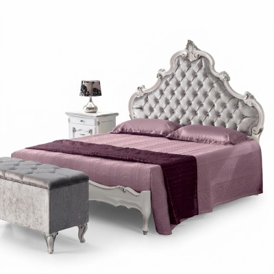 Lit Chesterfield Design Luxe Double Lit d'Hôtel en Bois Italien nouvellement rembourré