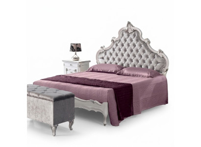 Lit Chesterfield Design Luxe Double Lit d'Hôtel en Bois Italien nouvellement rembourré
