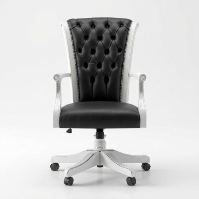 Chaise de bureau en bois Fauteuil de direction Chesterfield Meuble italien Chaise pivotante Fauteuil Chaise