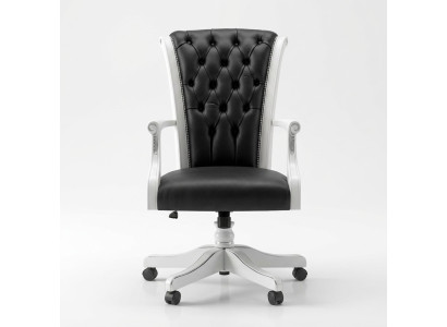 Chaise de bureau en bois Fauteuil de direction Chesterfield Meuble italien Chaise pivotante Fauteuil Chaise