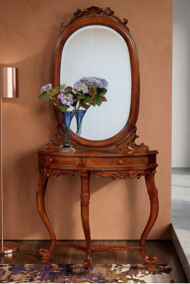 Ensemble de meubles italiens en 2 pièces, style de meubles StileElisa, table console en bois avec miroir, neuf.