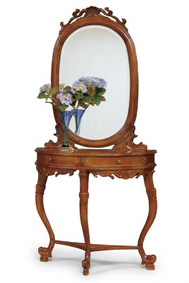 Ensemble de meubles italiens en 2 pièces, style de meubles StileElisa, table console en bois avec miroir, neuf.
