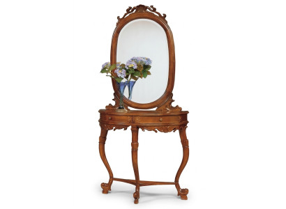 Ensemble de meubles italiens en 2 pièces, style de meubles StileElisa, table console en bois avec miroir, neuf.