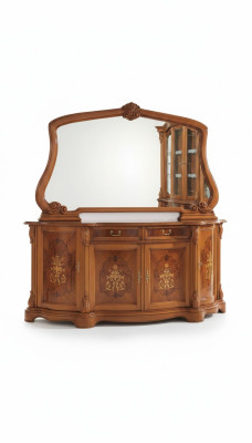 Commodes de Meubles Italiens Miroir Massif 2 pièces Commode Buffet Armoire en bois