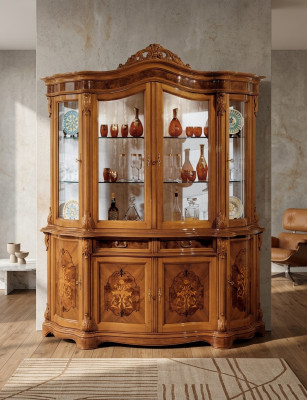 xxl met en valeur la garde-robe en verre, la vitrine en bois véritable, le buffet, les meubles italiens et les armoires.