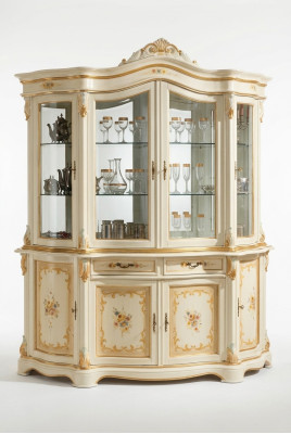 Vitrines Armoire en verre Vitrine de salon Buffet en bois Meuble italien Étagère