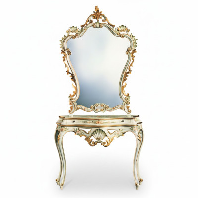 Table console Miroir Buffet en bois Ensembles de meubles italiens Style Elisa 2 pièces nouveau