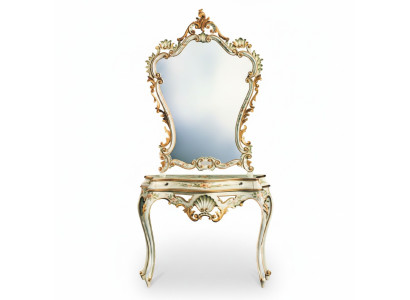 Table console Miroir Buffet en bois Ensembles de meubles italiens Style Elisa 2 pièces nouveau