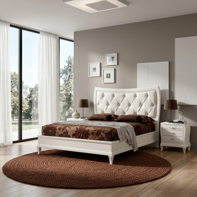 Lit Chambre Ensemble Lit 2x Table de chevet Bois Classique Mobilier italien 3 pièces