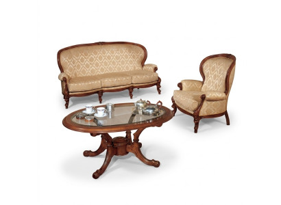 Ensemble de canapé classique Canapé Fauteuil Table basse Meubles italiens 3 pièces.