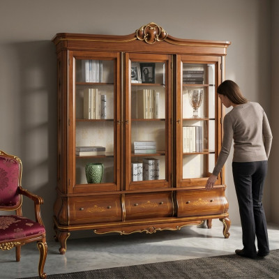 Vitrine Armoire Livres Étagère Buffet Mobilier Classique Italien Étagères Bois