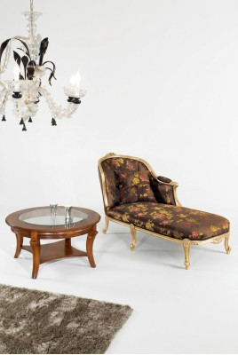 Chaise longue classique + Table basse Lounger Gold Flowers Mobilier italien Table