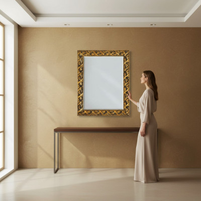 Miroir de design classique italien avec support en bois mural Italie nouveau