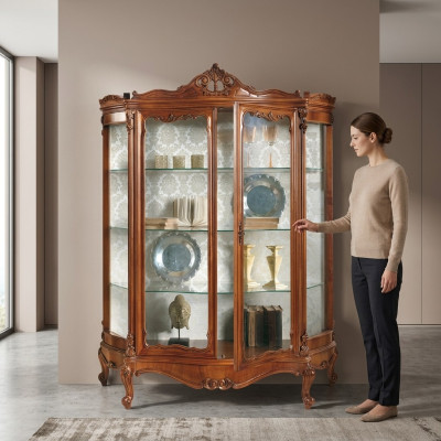 Vitrine en verre vitrine vaisselier meuble armoire en bois vitrines xxl armoire de luxe en bois