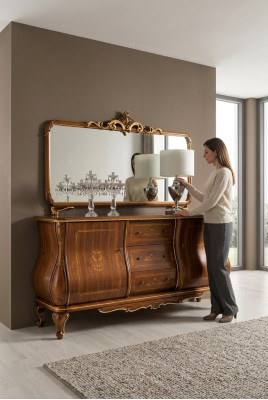 Buffet avec miroir Buffet Buffets Armoire en bois Meubles Commodes Marron neuf