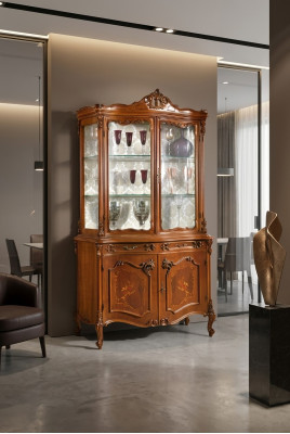 Vitrine Salle à manger Buffet En bois massif Armoires Mobilier italien Vitrine en verre Armoire neuve