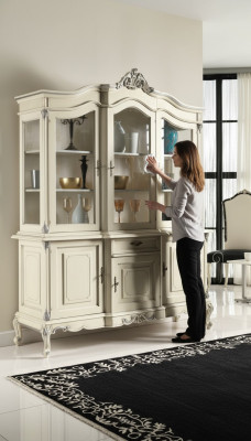 vitrine blanche de luxe italien, vitrines de meubles en verre buffet armoire placard
