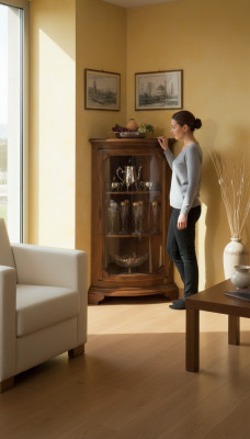 Salle meuble vitrine de meuble en verre en bois Étagères