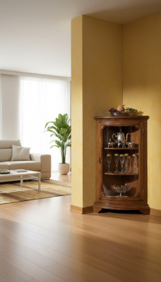 Salle meuble vitrine de meuble en verre en bois Étagères