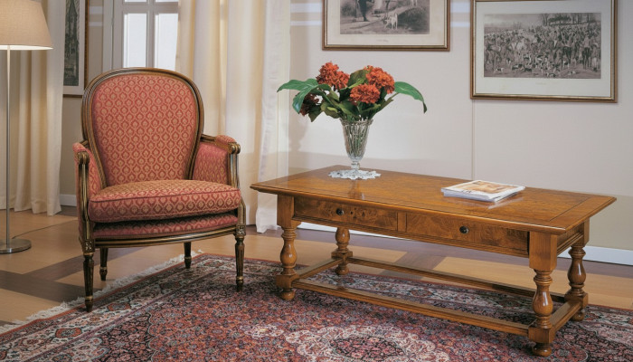 Fauteuil avec table d'appoint Mobilier de style ancien Table et fauteuil en bois massif Ensemble de 2 pièces neuf