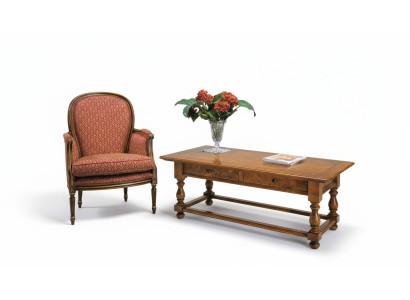 Fauteuil avec table d'appoint Mobilier de style ancien Table et fauteuil en bois massif Ensemble de 2 pièces neuf